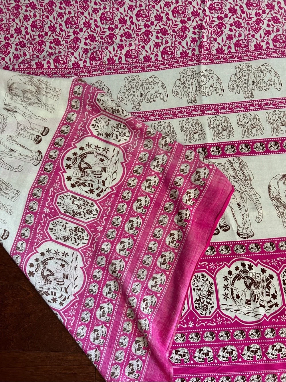 Bright Pink Elephant Print Sarong Scarf Wrap, Perfect for a Cruise or Resortwear